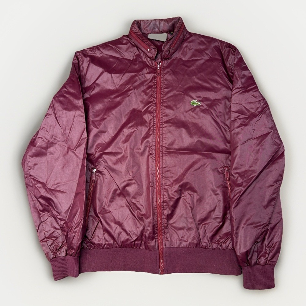 Vintage Izod Lacoste Jacket Mens L Red Burgandy Alligator Harrington Zip 80s